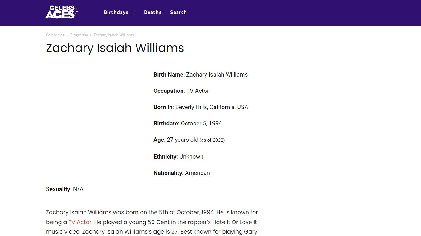 Zachary Isaiah Williams – Age, Bio, Personal Life, Family & Stats ...