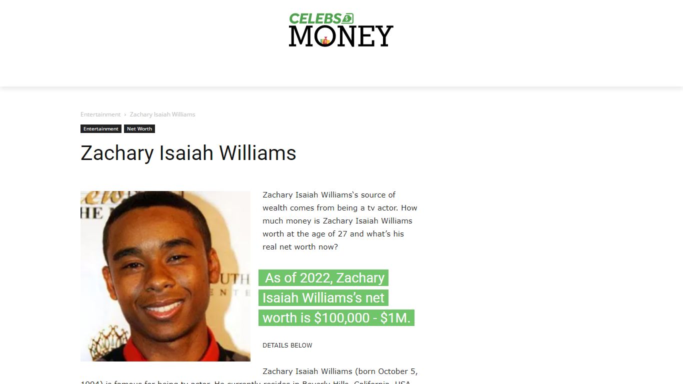 Zachary Isaiah Williams Net Worth 2022: Money, Salary, Bio - CelebsMoney